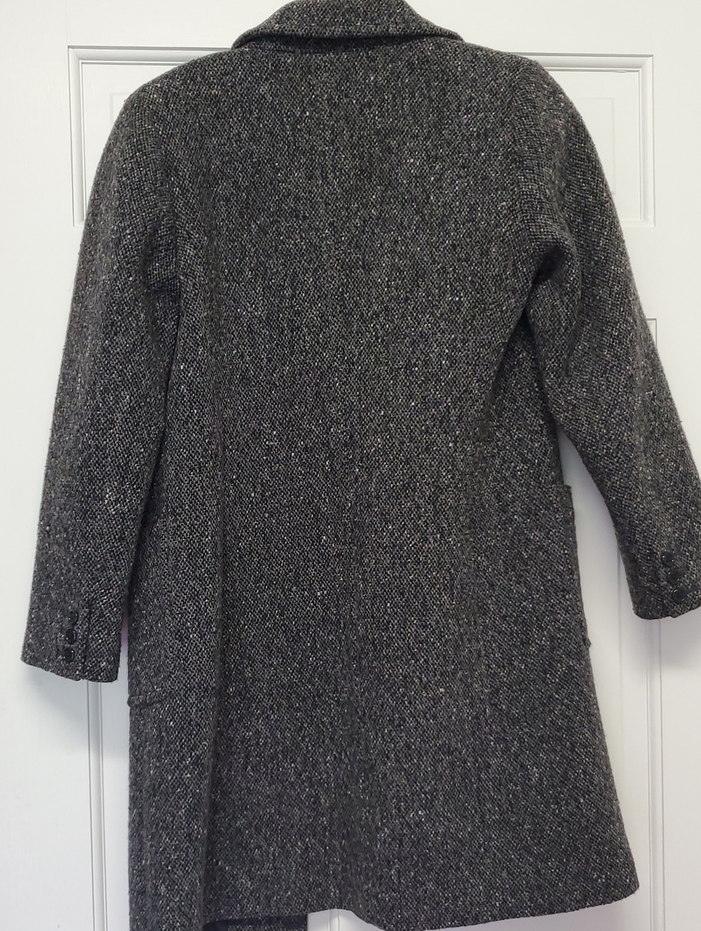 J. CREW Charcoal Tweed Wool Pea Coat - Gray Herringbone - Picture 4 of 6